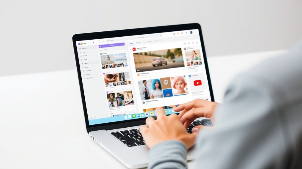 A person managing social media on a laptop