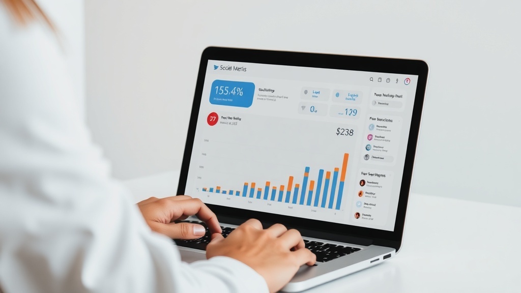 A person analyzing social media metrics on a laptop.