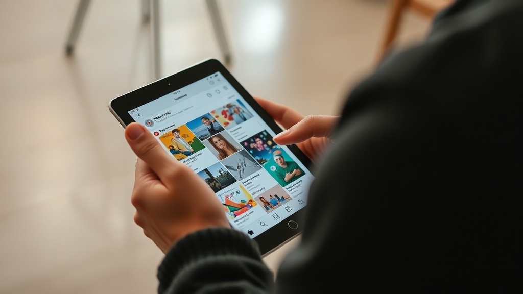 A person using a tablet to browse social media