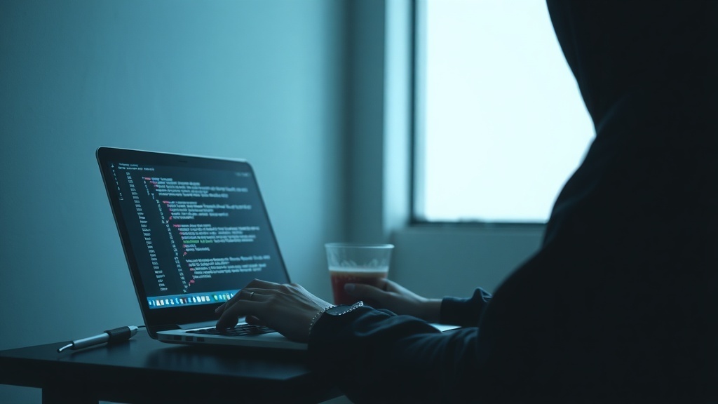 A person coding on a laptop in a quiet environment.