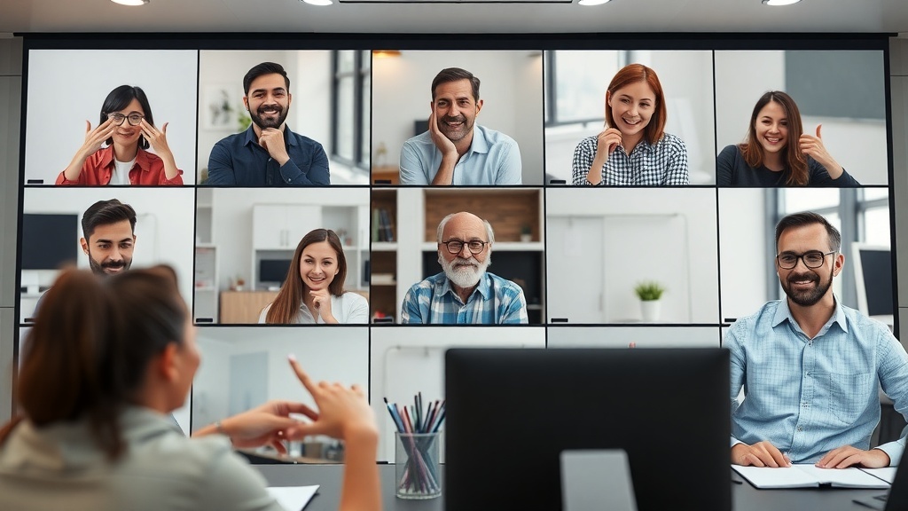 A virtual focus group session with diverse participants engaging in discussion.