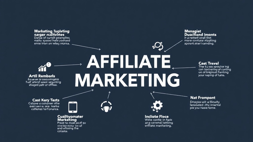 An infographic explaining the basics of affiliate marketing with key concepts and strategies.