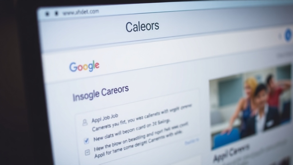 Screenshot of Google Careers page showing job listings and application options.