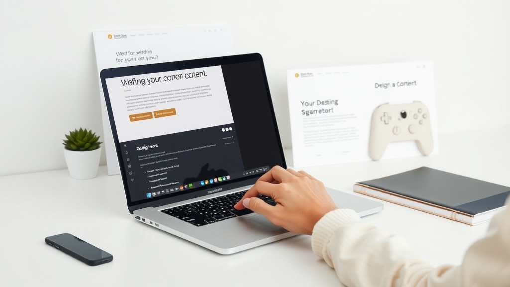 A person typing on a laptop with a website open, showcasing website copywriting.