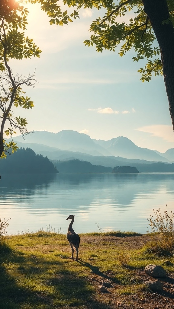A person practicing yoga on a wooden dock by the water, surrounded by greenery.