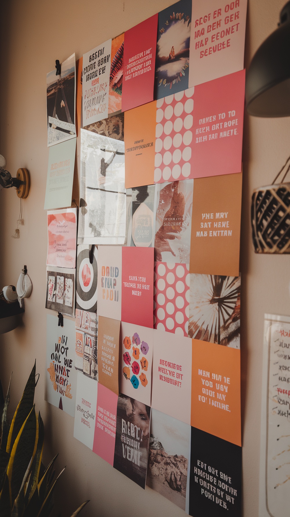 A colorful vision board filled with motivational quotes and images, showcasing personal growth and aspirations.