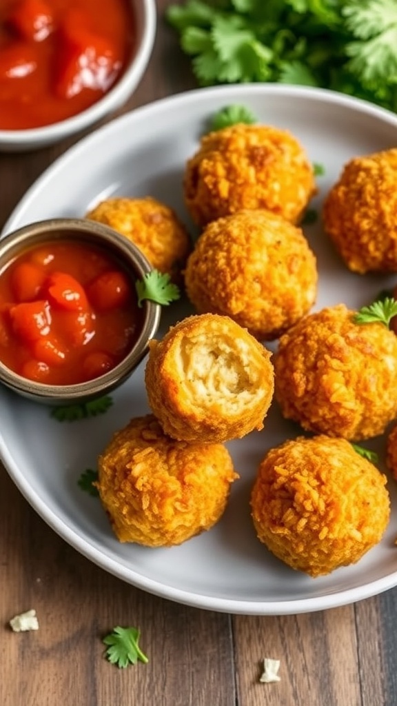 Butternut Squash Risotto Balls served with dipping sauce
