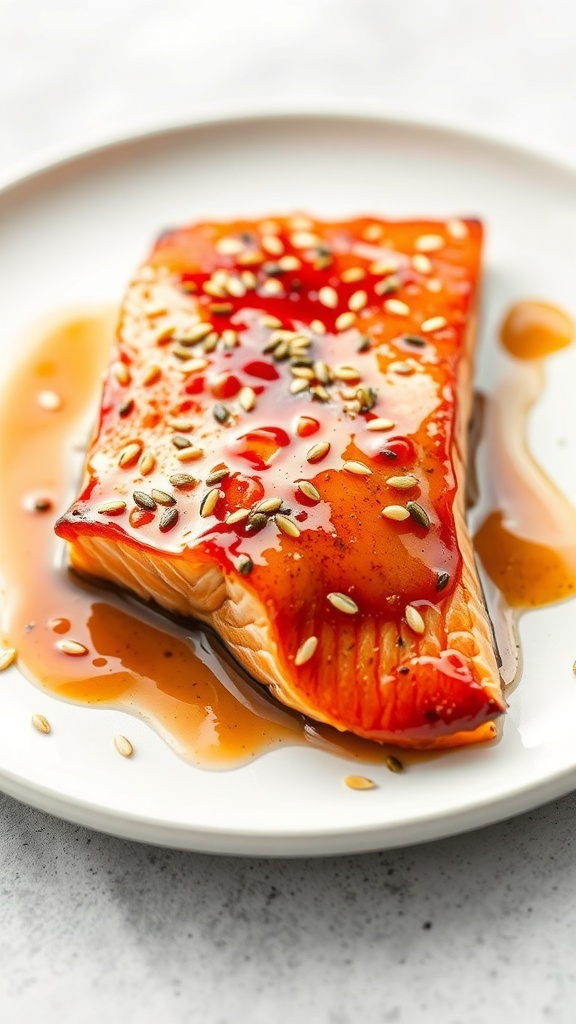 Honey garlic glazed salmon on a plate