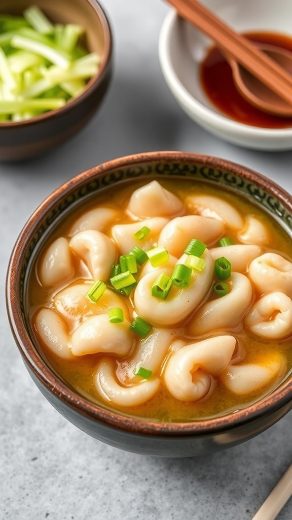 A bowl of Korean Gyeran-jjim (steamed eggs) garnished with green onions, served on a bed of rice.