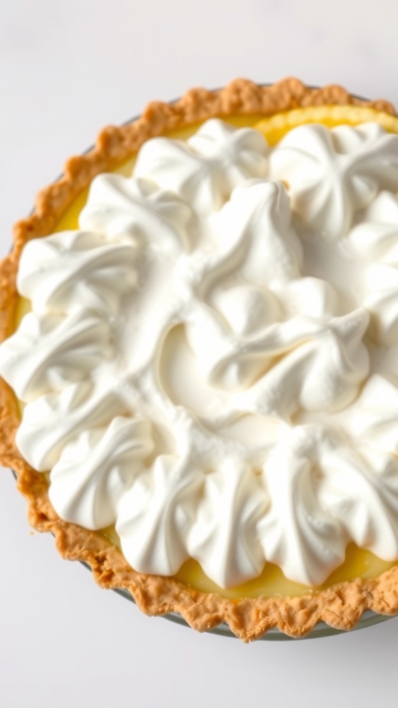 A beautifully crafted Lemon Meringue Pie with fluffy meringue peaks and a golden crust.