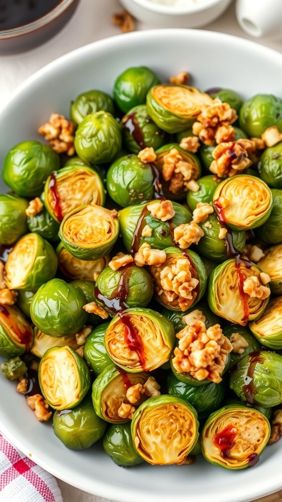Maple roasted Brussels sprouts with walnuts