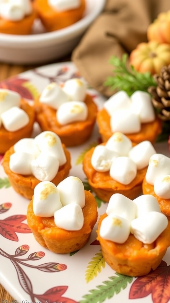 Sweet Potato Casserole Bites on a festive plate