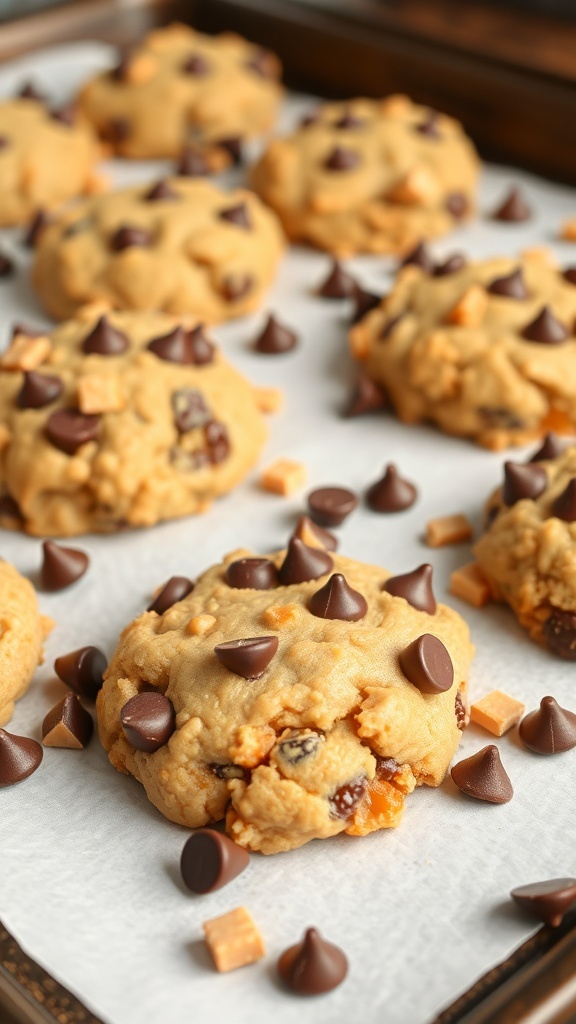 Toffee Crunch Cookies with chocolate chips and toffee bits