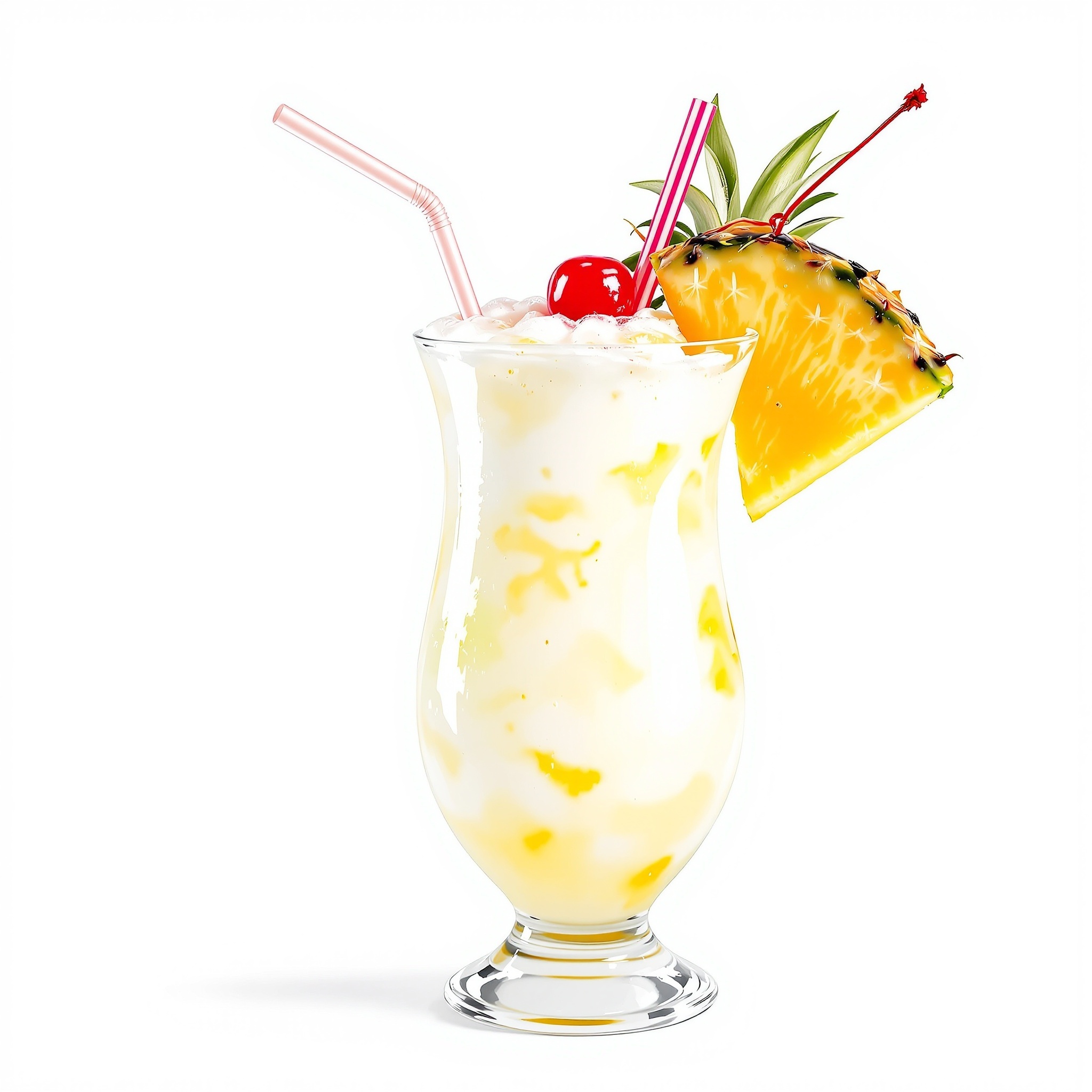 Ein alkoholfreier Virgin Piña Colada Cocktail mit Ananas und Kirsche