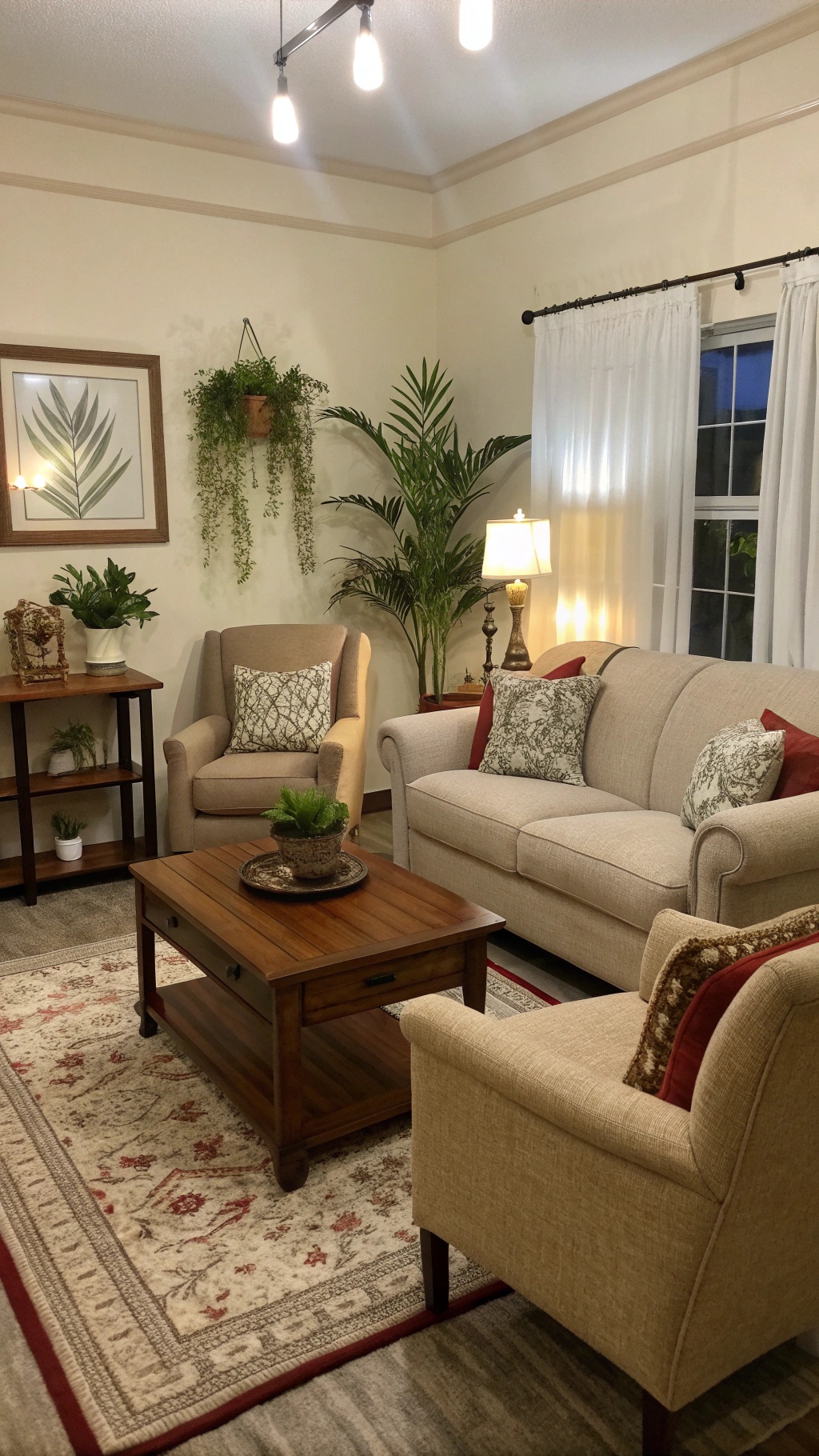 Cozy living room with comfortable seating and warm decor.