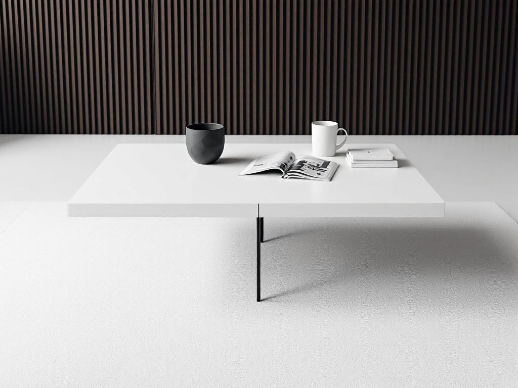 Minimalist coffee table with black and white decor