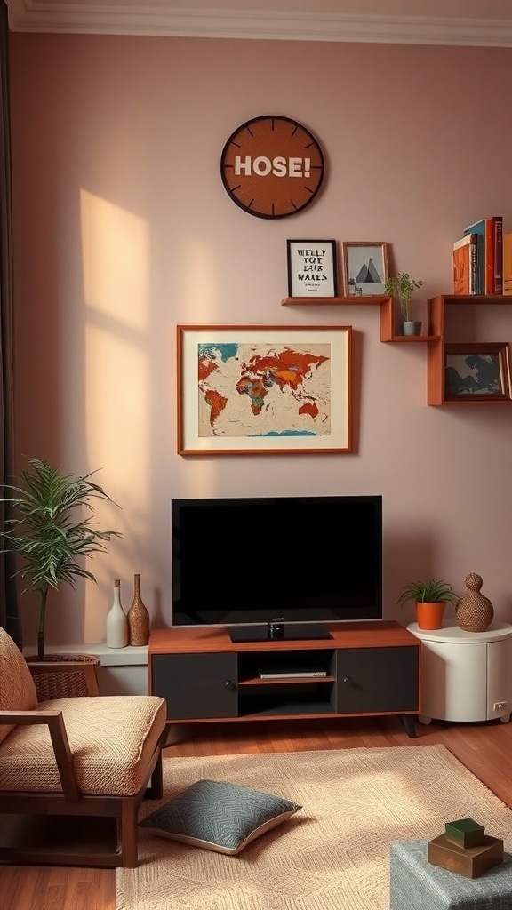 Living room decor featuring a TV and stylish accessories.