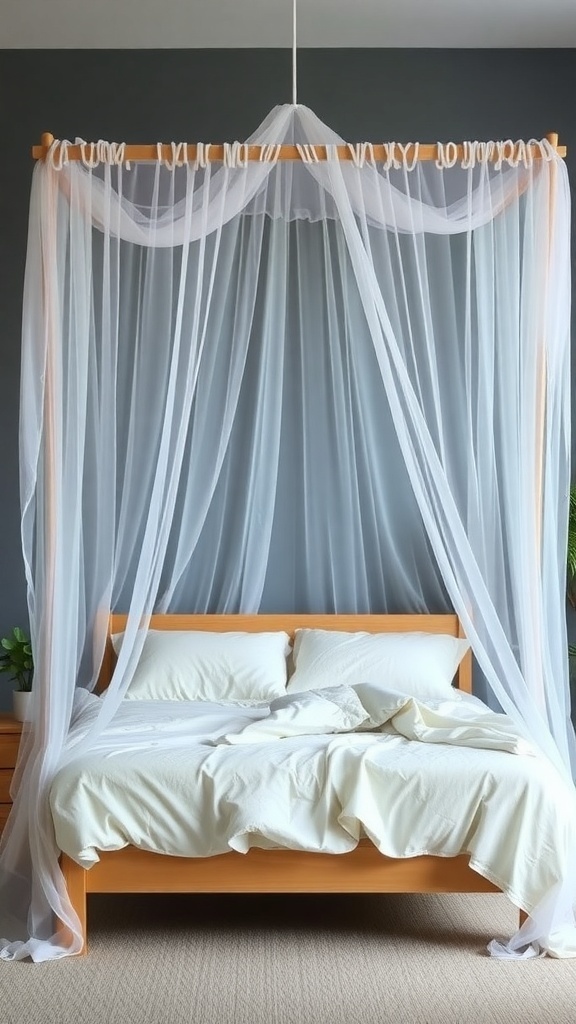 DIY Kallax canopy bed with sheer curtains