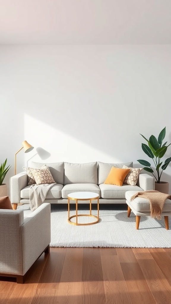 Cozy living room featuring a sectional sofa, accent chairs, and decorative elements.