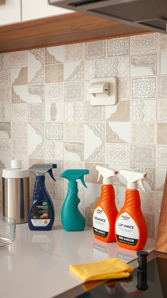 Cleaning products for maintaining a kitchen backsplash