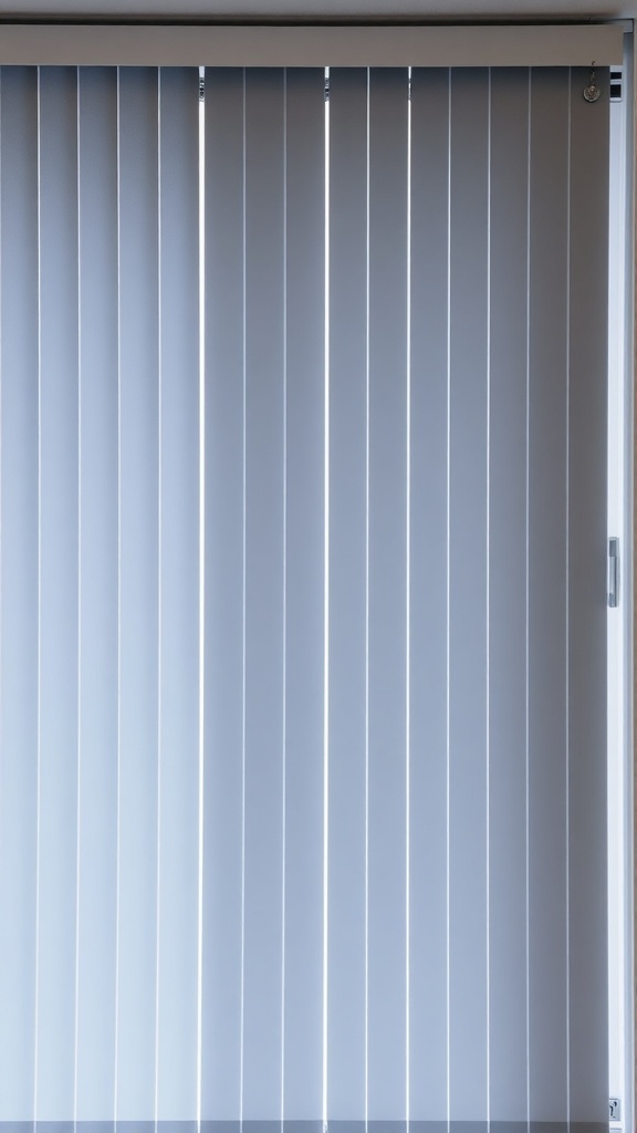 Vertical blinds covering a sliding glass door