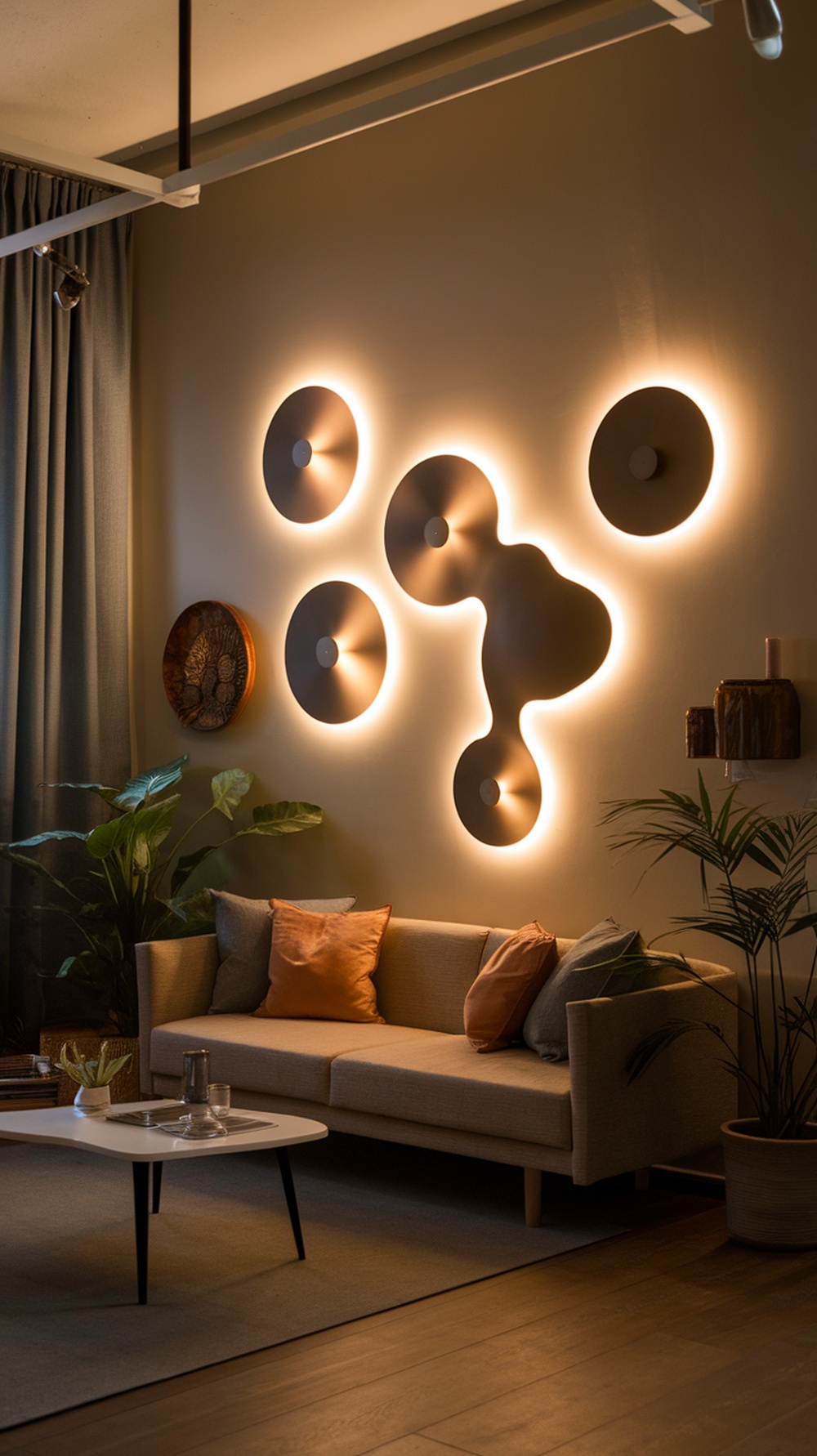 A stylish living room featuring innovative wall lighting solutions that enhance the decor.