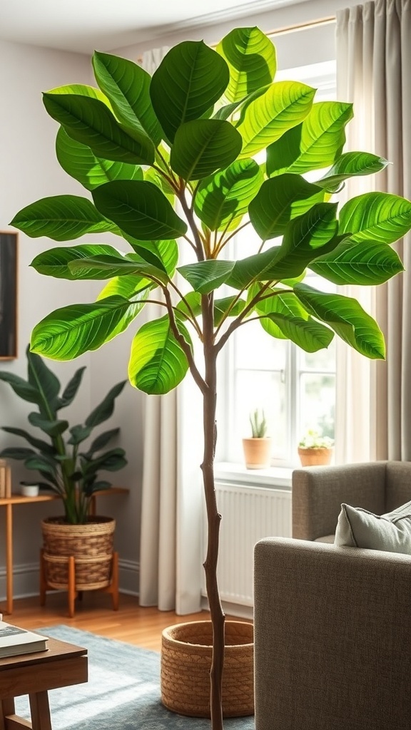 A Costa Farms Fiddle Leaf Fig Tree with large green leaves in a bright indoor setting.