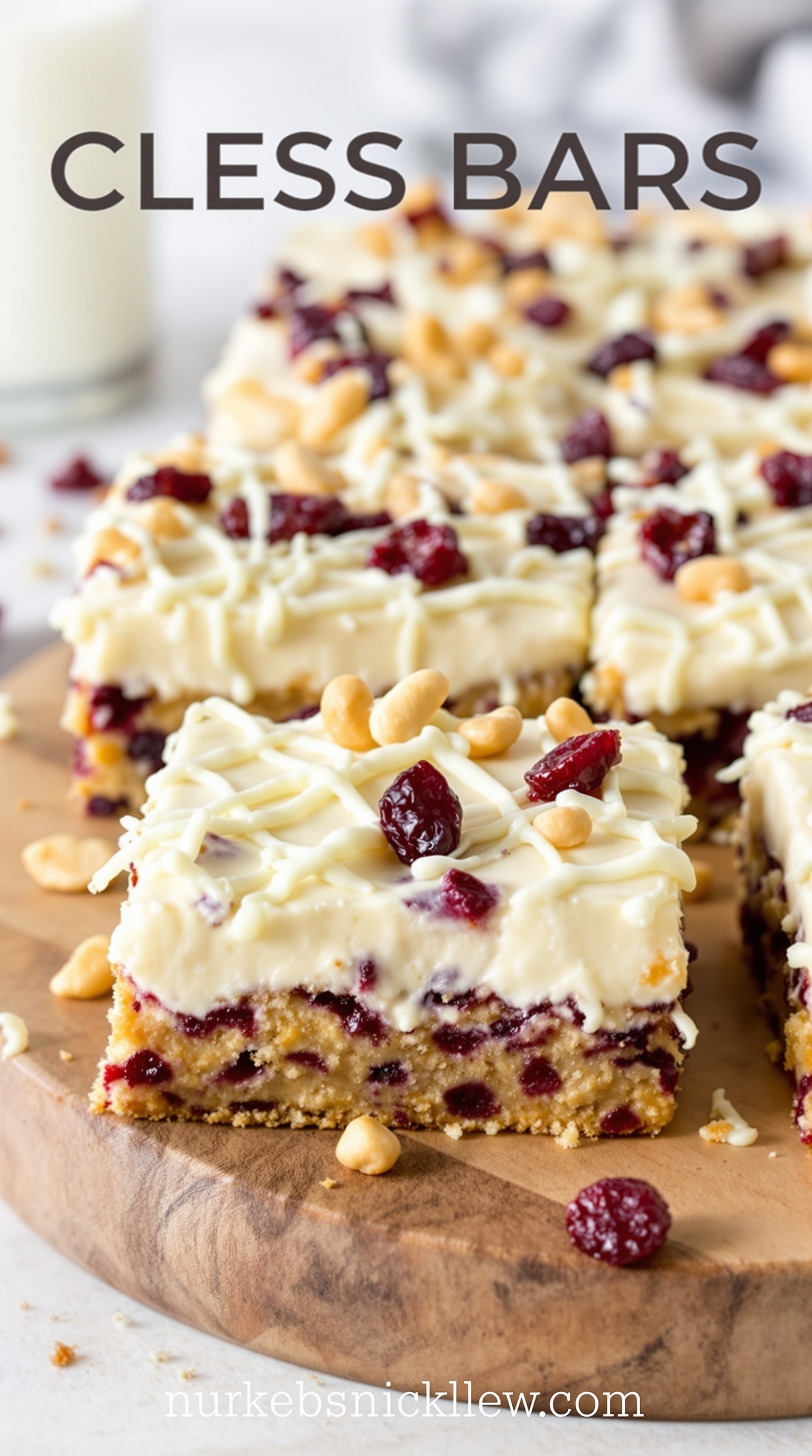 Delicious homemade cranberry bliss bars topped with white chocolate and nuts