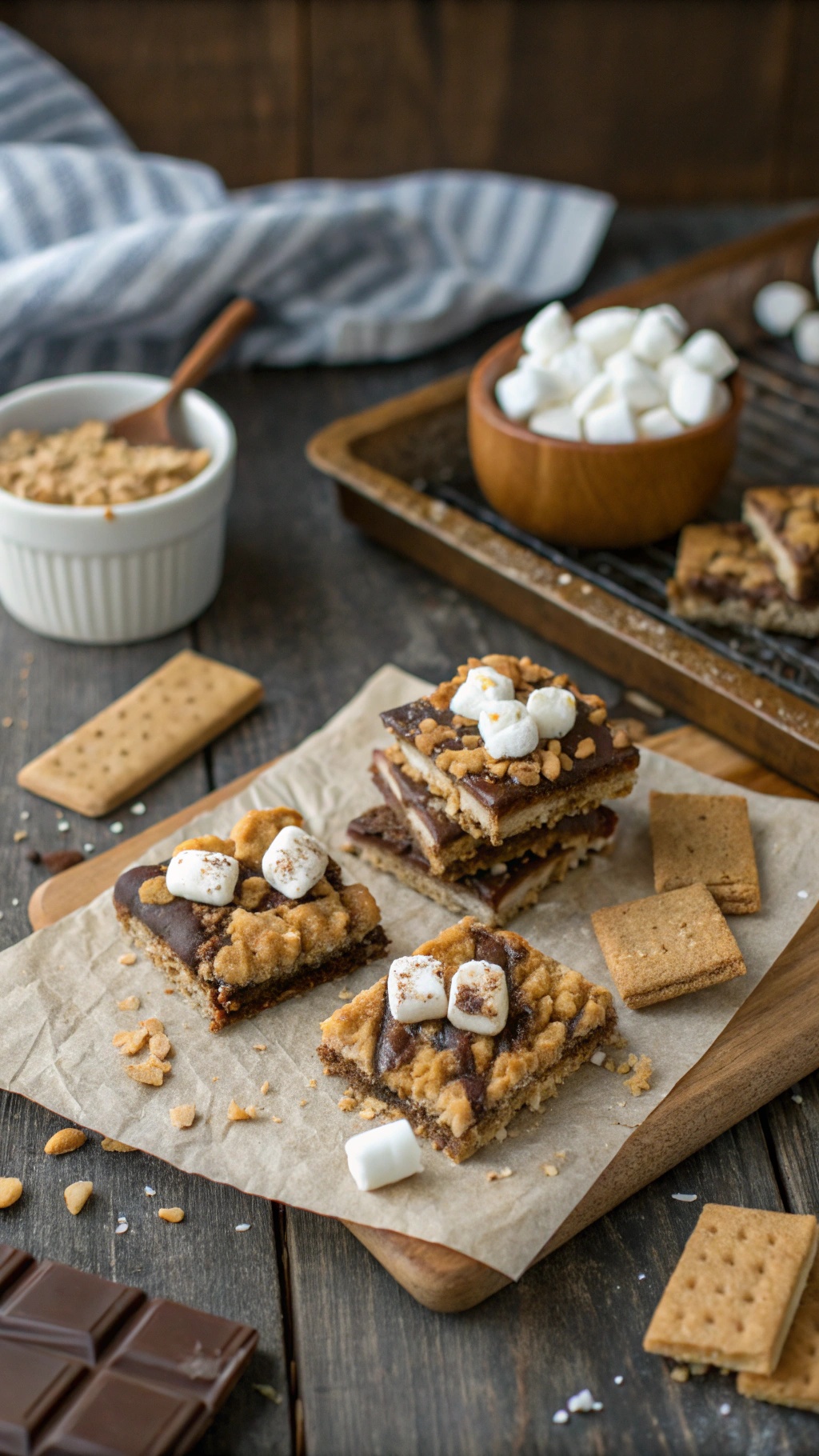Delicious S'mores Bliss Bars with chocolate, marshmallows, and graham crackers