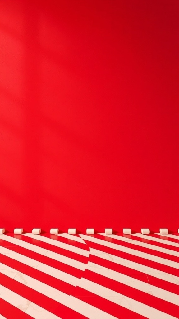 Classic red and white striped wallpaper