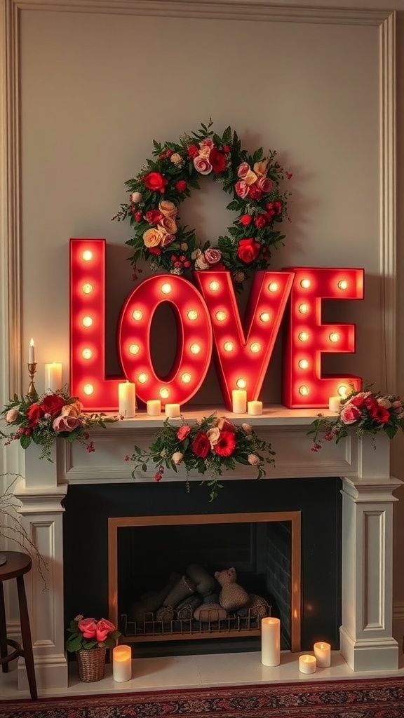 Decorative love letters with floral accents and candles