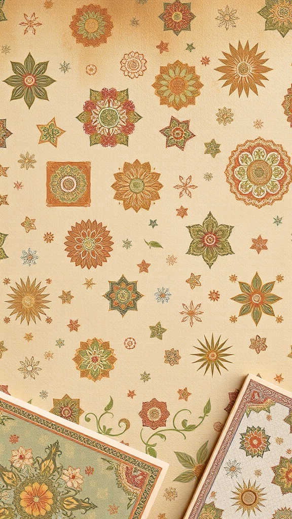 Fondos de pantalla vintage con patrones florales y colores retro.