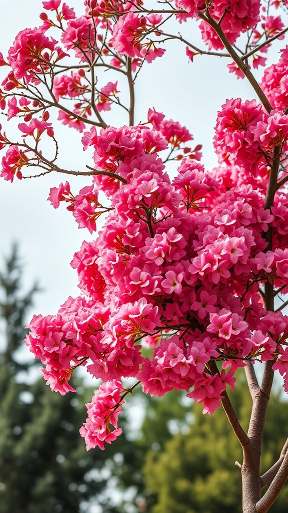 A vibrant pink flower tree in full bloom
