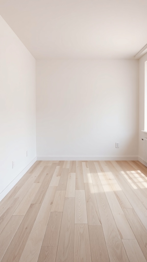A light wood floor in a bright, empty room.