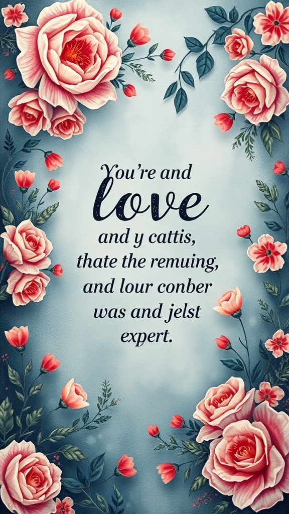 A beautiful love quote surrounded by roses, showcasing typography art.