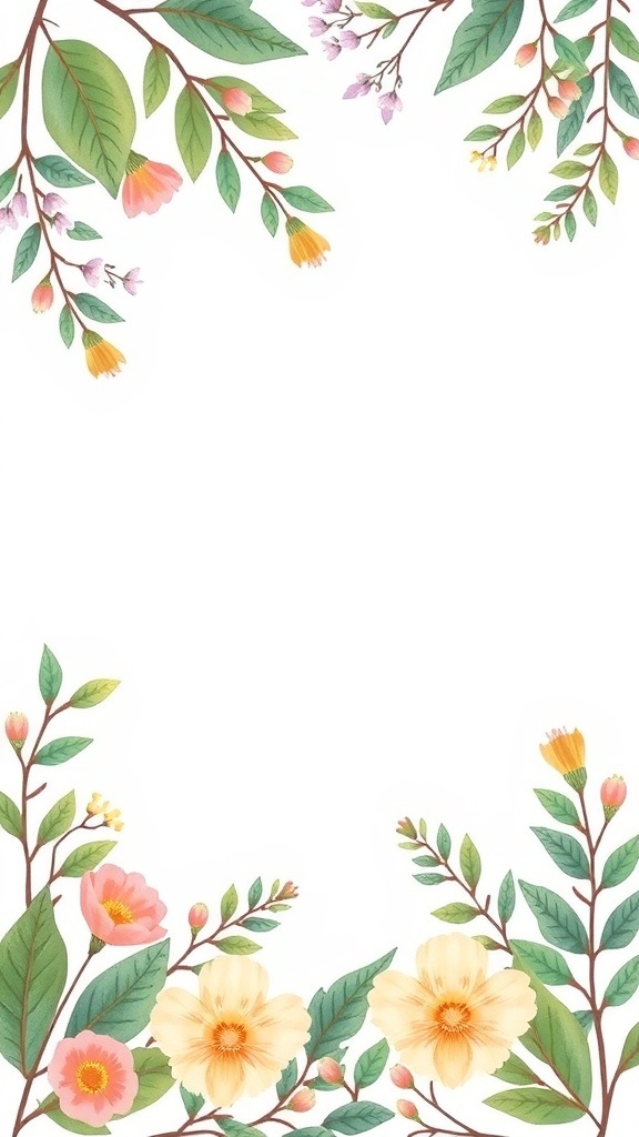 Nature-inspired baby shower invitation with floral designs.