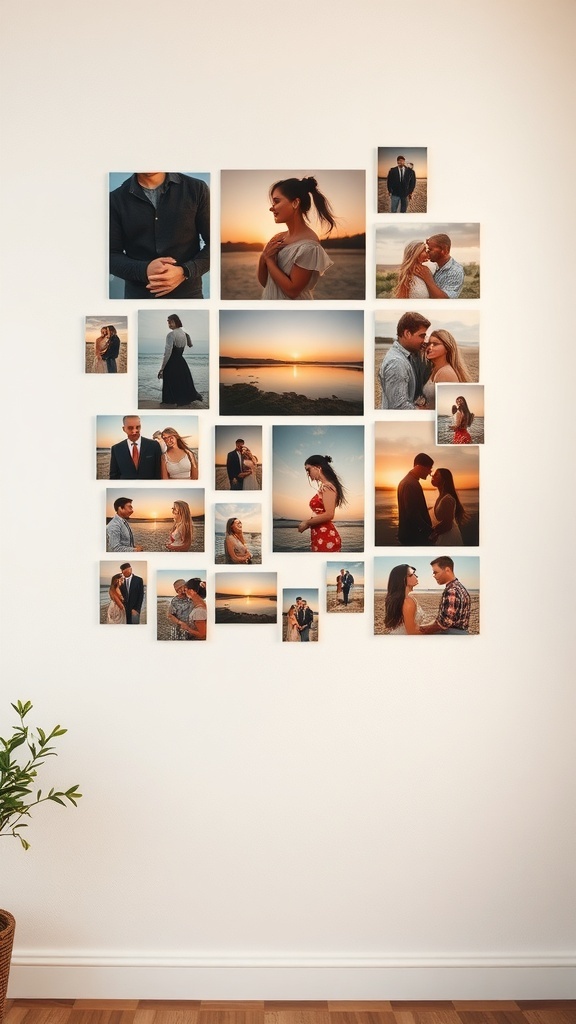 A romantic photo collage featuring various intimate moments captured in photographs.