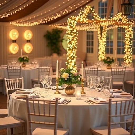 Elegant wedding table setup with decorations and candles
