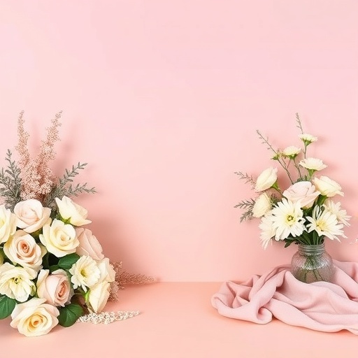 Floral arrangements in soft colors on a light background