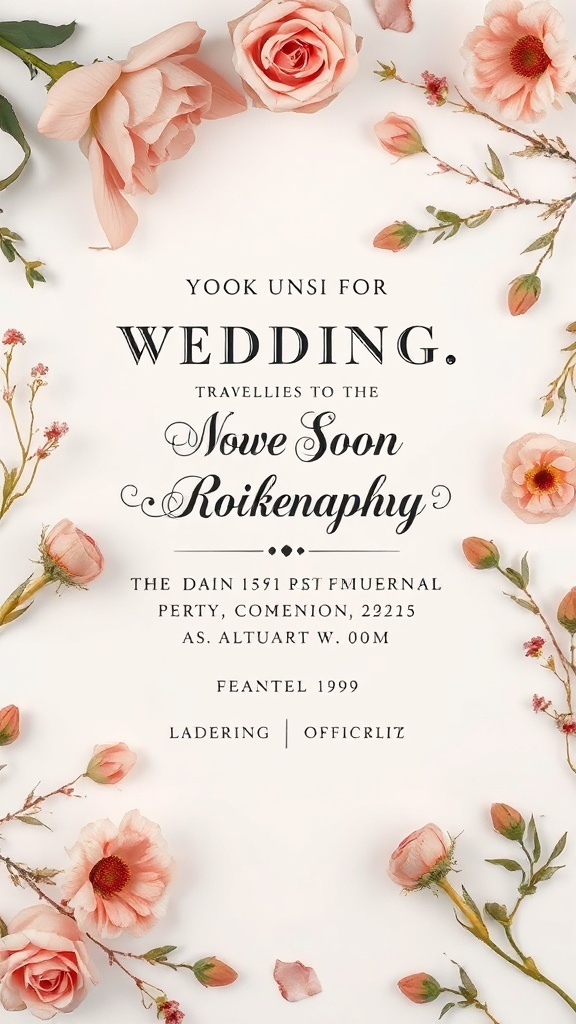 A vintage wedding invitation featuring elegant calligraphy and floral accents.