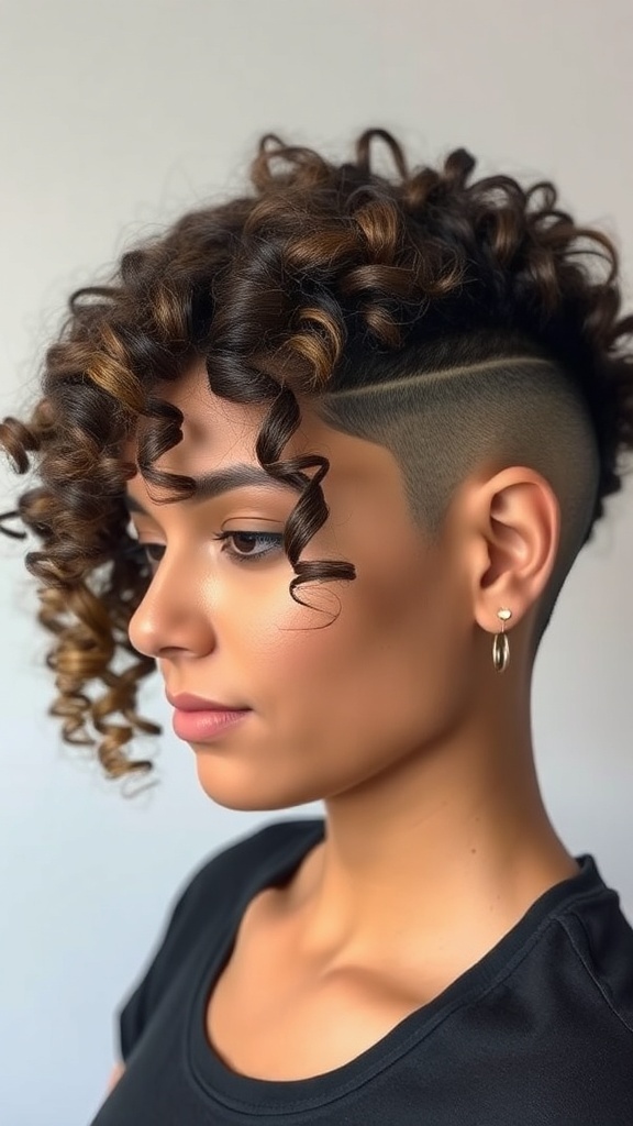 Curly bob hairstyle with an undercut