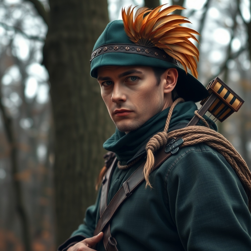 50 Spooktacular Halloween Costumes for Every Theme and Style A man dressed in a classic Robin Hood costume with a green tunic and feathered hat