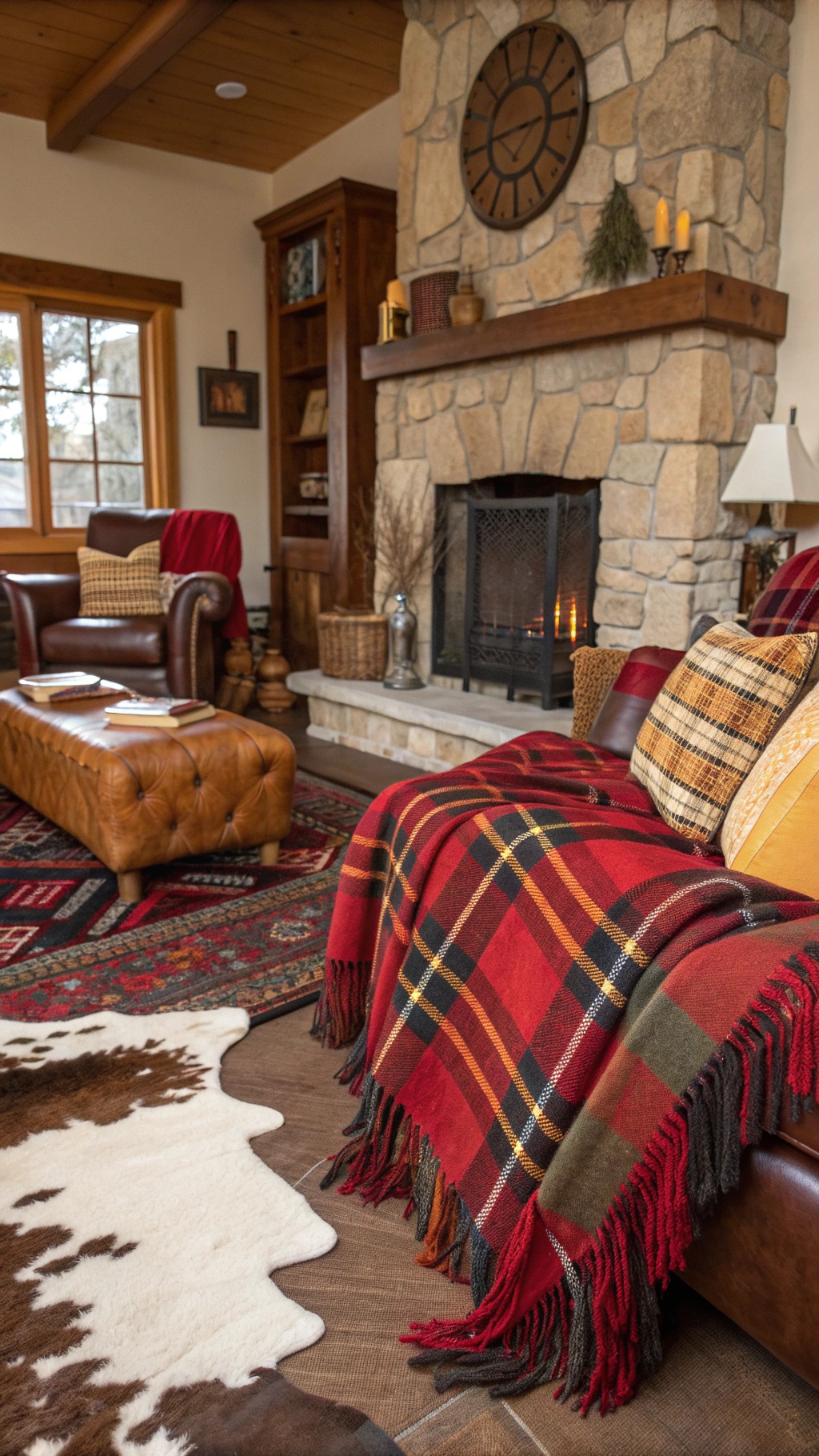 35 Must-Have Items for the Perfect Cowboy Living Room Cozy cowboy living room with plaid throws and a cowhide rug
