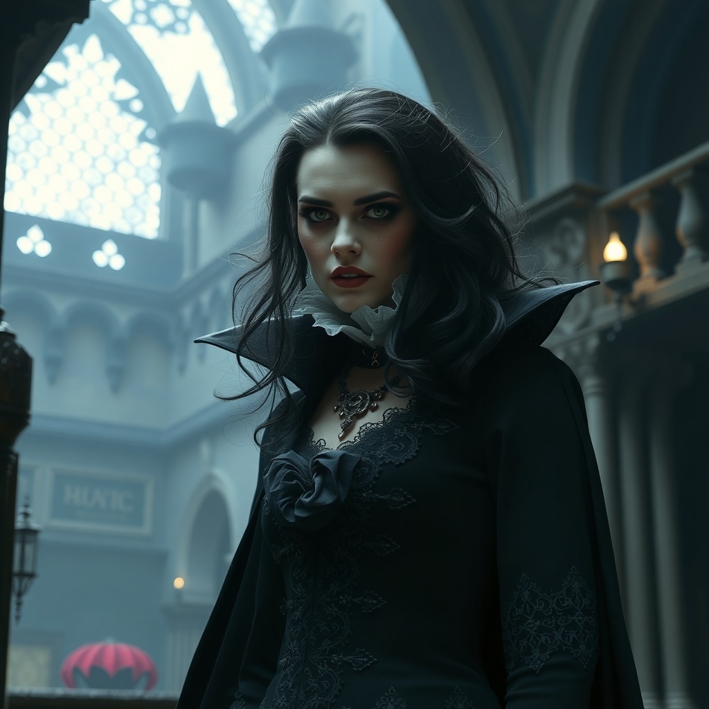 50 Spooktacular Halloween Costumes for Every Theme and Style A dramatic Gothic vampire costume featuring a high-collared black outfit and dark makeup.