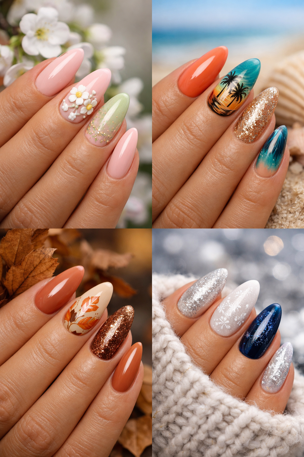 10 Stunning Almond Glazed Donut Nail Designs to Try Today 23 A collection of beautifully designed almond shaped nails showcasing seasonal trends.
