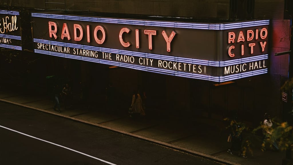 New York theater lights; illustration not Broadway Aladdin venue