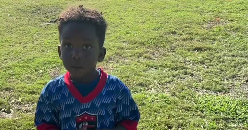 Three-year-old Nevada playing soccer in a youth game in Winter Park, Florida