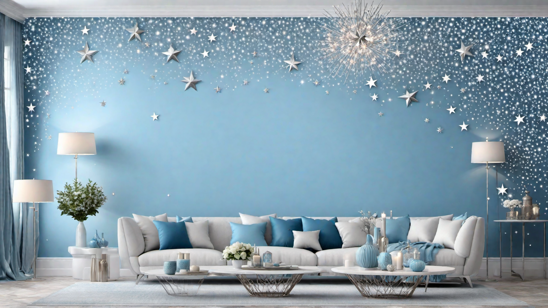 Whimsical Wonderland: Blue Wallpaper with Stars