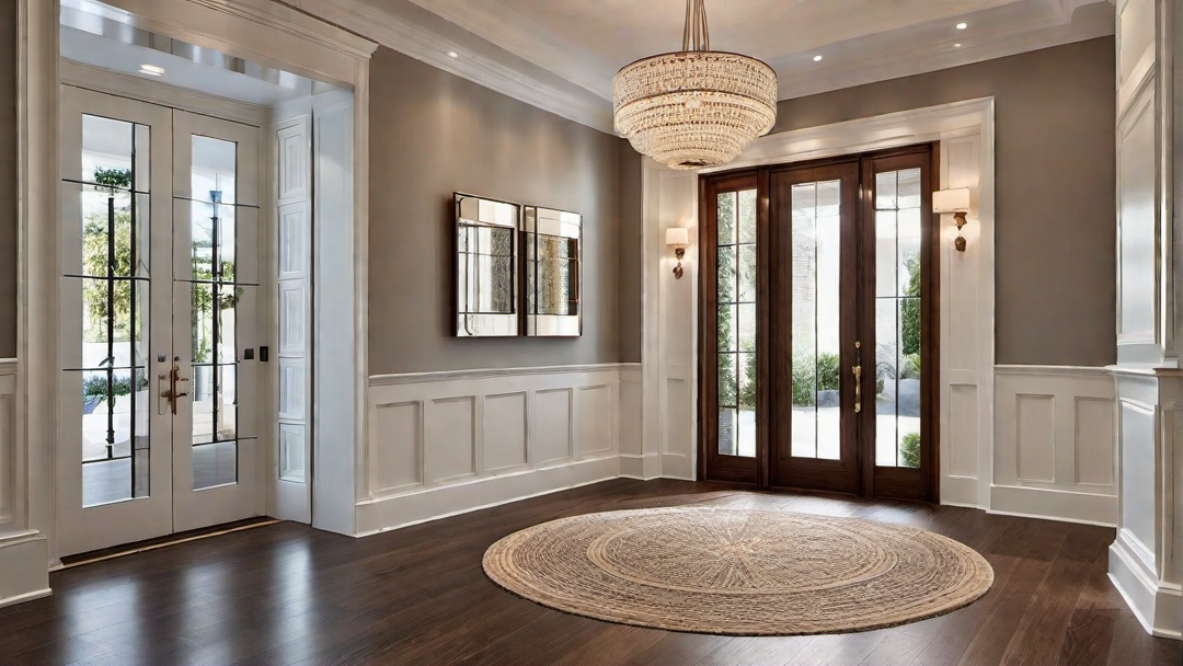 Rustic Elegance: Lustrous Entryway with Natural Wood Elements