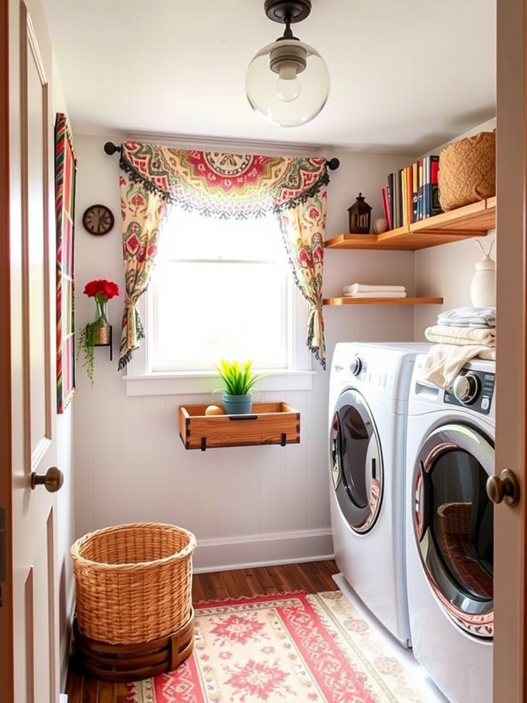 Boho Laundry Room Window Treatments